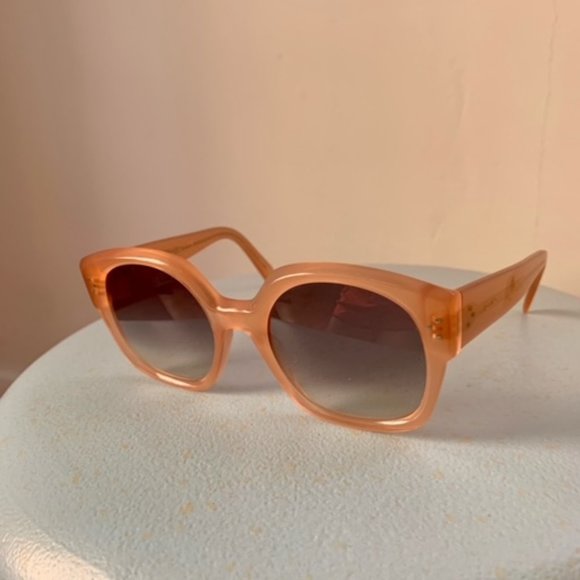 CELINE Women Sunglasses Rectangular Pink Opal / Grey Green Gradient - Picture 3 of 5